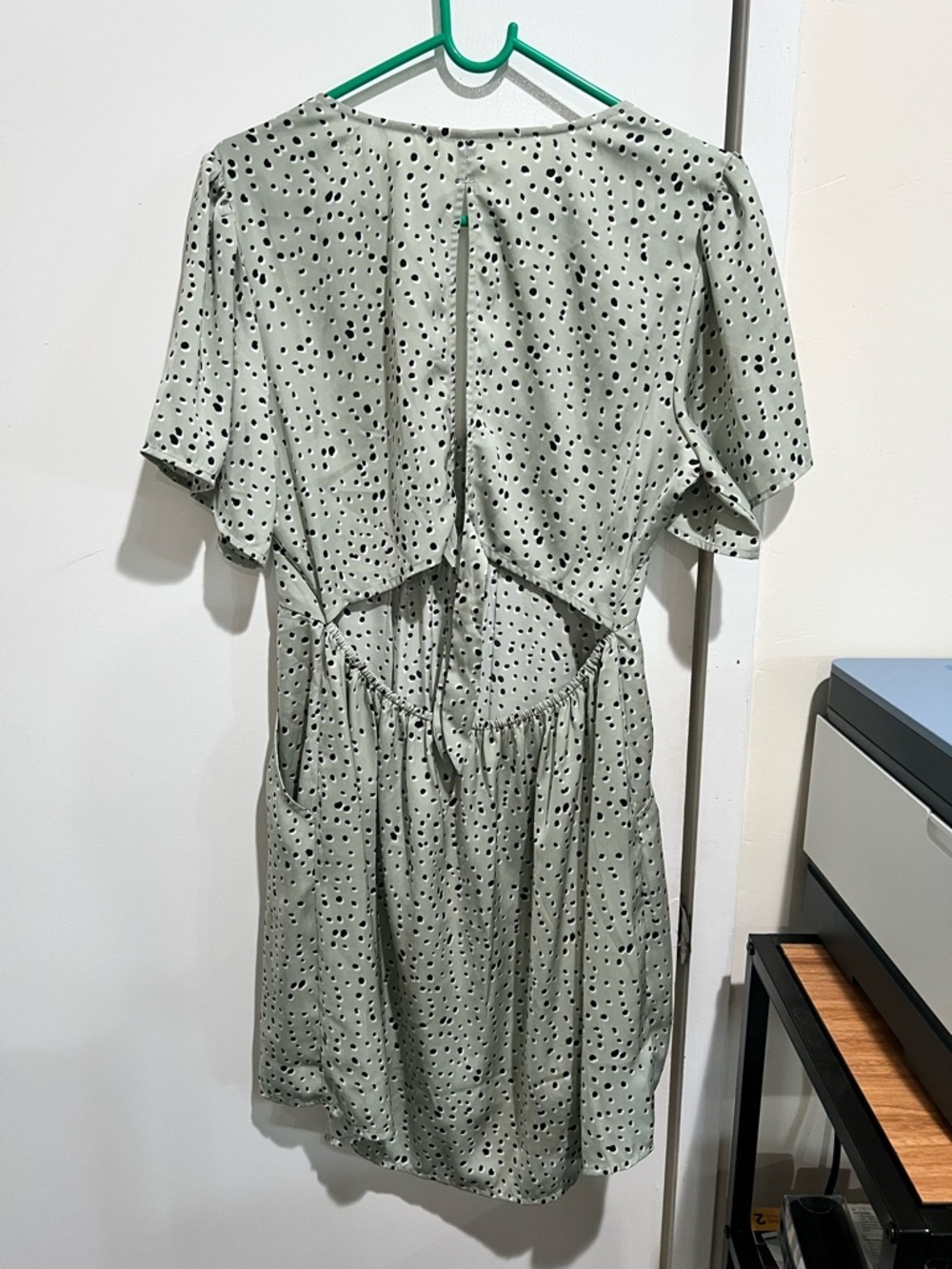 saltwater LUXE Sage Green Polka Dot V-Neck Mini Dress - Picture 5 of 5